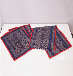 Chemin de table et tapis Ajrak bleu foncé et rouge faits à la main du fabricant pakistanais avec personnalisation - Product Image 6