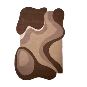 Tapis Flow, moderne, abstrait, fait à la main, en laine de Nouvelle-Zélande de qualité supérieure, en latex, doux, épais, à poils longs, anti-taches, anti-peluches, décoratif - Product Image 1