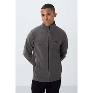 เสื้อสเวตเชิ้ตผ้าฟลีซสีเทาเข้มทรงมาตรฐานสำหรับผู้ชาย Air Jones Hardy - เสื้อพูลโอเวอร์โพลีเอสเตอร์สวมใส่สบายสำหรับใส่ลำลองและสวมเป็นเลเยอร์ - Product Image 1