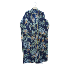 Women's Lightweight Cotton Kimono Elegant Floral Traditional Dressing Gown Elastic Waist Closure Spring Summer Beach Wear Front - Product Image 5