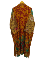 Fait à la main indien Vintage soie recyclée Sari Kimono Patchwork Kimono Robe Bikini couvrir vêtements de nuit longue Robe,