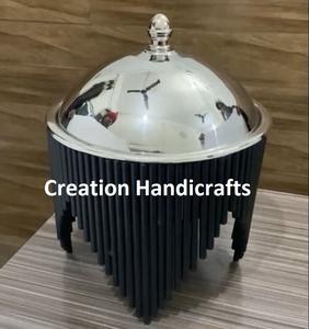 Nouvel arrivage de chauffe-plats en métal blanc au design palmier pour le ramadan - Product Image 5