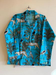 Pijama elegante de algodón orgánico con cuello en V para mujer, transpirable, suave, Sexy, con estampado de animales de la selva, de talla grande, informal, con cierre de cordón - Product Image 5