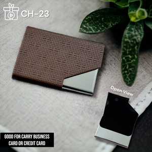 Tarjetero de lujo delgado con protección RFID, cuero genuino marrón personalizado, cierre magnético de acero inoxidable, Formal - Product Image 3