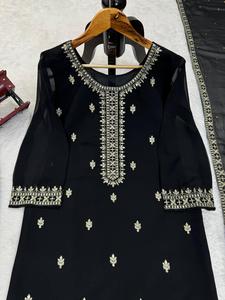 Top de soirée de créateur-Pantalon et Dupatta Set Top Fabric Heavy Faux Georgette With Embroidery With Fancy Full Sleeve - Product Image 5
