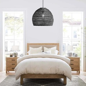 Luz colgante de ratán Lunar Premium tejida a mano elegancia Natural E26 Base de bombilla pequeña para interiores de hogar minimalistas bohemios modernos - Product Image 3