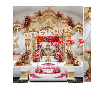 Mandap Mayur para Bodas Indias, Mandap de Madera con Tallado de Pavo Real, Decoración Portátil para Bodas Tamil, Decoración para Eventos en Suiza - Product Image 1