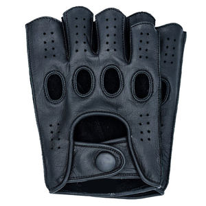 Gants de conduite mi-doigts en cuir d'agneau véritable de haute qualité 2025, respirants, légers, unisexes, toutes saisons, style confortable - Product Image 1