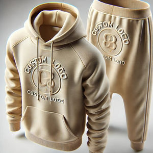 Chándales de hombre con logotipo personalizado en relieve de alta calidad, chándales de ajuste Regular de invierno con capucha de peso pesado, impresión Digital de poliéster/algodón - Product Image 1