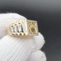 Anillo de sello con corona para hombre, tono dorado, plata 925, moissanita helada, anillo cuadrado, estilo hip hop, anillo de lujo llamativo, joyería al por mayor