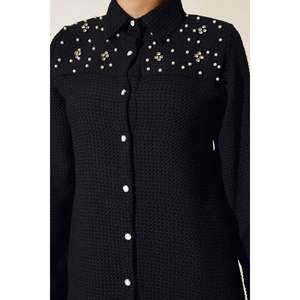 Ensemble 2 pièces pour femme en noir avec détail perlé lapidé - Product Image 3