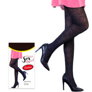 Collant Fantasia Jacquard per Ragazze, Motivo Giungla, Trasparenti e Opachi, Sottili, Lunghi, Taglia XL, Estivi, in Nylon e Spandex - Product Image 1