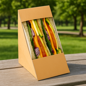 Venta al por mayor de papel Kraft ecológico para alimentos, cajas de sándwich triangulares personalizadas con ventana para Decoración - Product Image 4