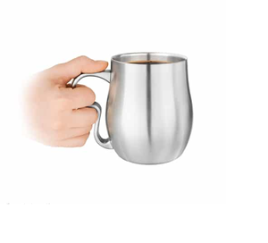 Taza de acero inoxidable con asa Brillante Pulido Comida Segura Diseño atractivo Taza de cuerno de búfalo a bajo precio - Product Image 1