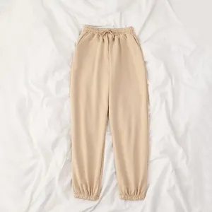 Großhandel personal isierte OEM Sommer Herbst Frauen Harems hose Baumwolle Beige Elastic Waist Sweat Pants Bottom