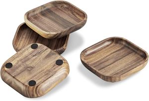Wooden <b>Coasters</b> for <b>Drinks</b> - Natural Acacia Wood <b>Drink</b> <b>Coaster</b> Set for Drinking Glasses, Tabletop Protection for Any Table - Product Image 6