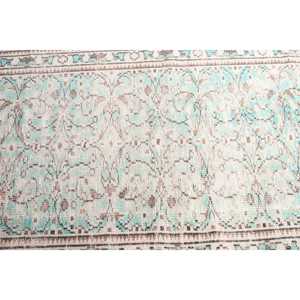 Alfombra Turca de 3.2x6.6 pies, Alfombra de Lana Vintage con Diseño Floral Azul - Product Image 4