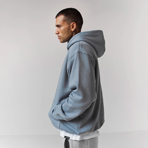 Fournisseur OEM Sweat à capuche en coton mélangé à épaules tombantes pour hommes, sweat-shirt à capuche épais et uni, pull-over personnalisé - Product Image 6