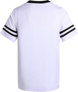 Camiseta de fútbol personalizada blanca con rayas negras, manga corta, cuello en V, transpirable, para entrenamiento y partidos. - Product Image 2