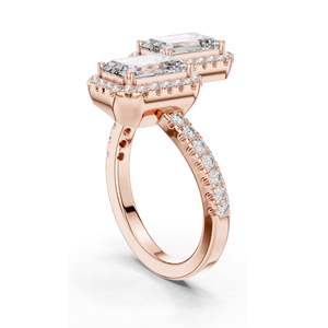 Bague halo en diamant de laboratoire taille émeraude 2,4 carats pour femme, clarté VVS-VS EF, or 18 carats, 14 carats, 10 carats et argent 925, rose, jaune - Product Image 5