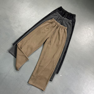 2025 unisexe pantalons de course en gros 100% coton survêtement pantalon de survêtement avec taille élastique décontracté taille moyenne jambe large pour hommes - Product Image 2