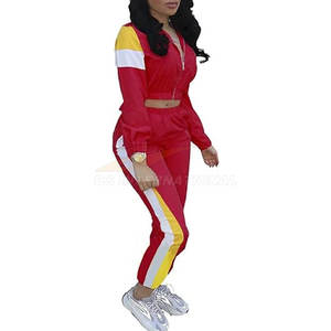 Ropa deportiva para mujer, conjunto de chándal de dos piezas con chaqueta y pantalones con cremallera, mezcla de algodón cómoda para uso diario - Product Image 6