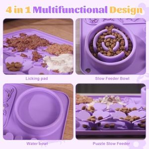 <b>Silicone</b> licking <b>mat</b> for pets slow feeder pad promotes calm feeding aids digestion safe durable dishwasher safe non slip surface - Product Image 3