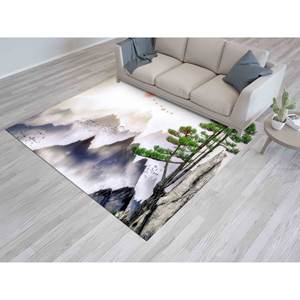 Tapis imprimé vue sur la montagne : cadeau de décoration intérieure de luxe, tapis doux non tissé - Product Image 2