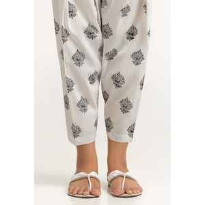 กางเกงฮาเร็มเอวกลางผ้าฝ้าย/ใยไผ่พิมพ์ลายสกรีนสีขาวนวล ระบายอากาศได้ดี รุ่น TR-24-08 - Product Image 2