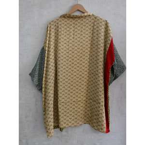 <b>Women</b> Plus Size Knee Length Breathable Silk Boho <b>Kimono</b> Robe Patchwork Indian Printed Nightwear Gown - Product Image 4