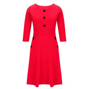ชุดเดรสทำงานผู้หญิง ดีไซน์ใหม่จากผู้ผลิต ขายดี กระดุมหน้า ความยาวระดับเข่า - Product Image 2