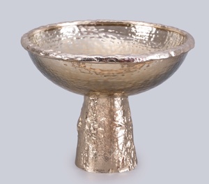 Frutero de aluminio martillado con soporte de metal texturizado Decoración de Mesa Central de lujo moderna vintage ecológica - Product Image 2