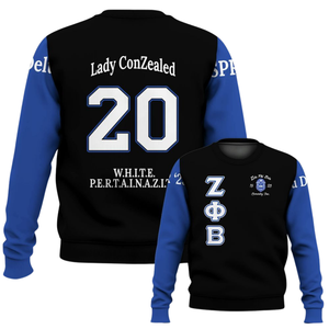 Sweat-shirt à col rond en polaire Zeta Phi Beta pour femmes, lettres grecques de la sororité 1920, pull bleu - Product Image 6