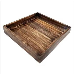 Plateaux en bois écologiques avec poignées rondes en métal comme pièce maîtresse et organisateur de cuisine pour servir des aliments, des boissons et du café - Product Image 6