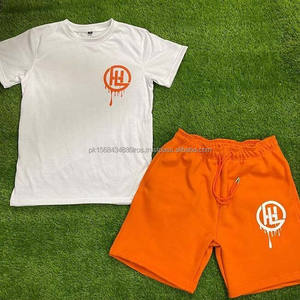 Ensemble t-shirt et short personnalisé personnalisé streetwear lavage t-shirt ensemble court hommes t-shirt et ensemble court - Product Image 1