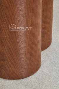 Mesa de comedor de madera redonda de diseño de mediados de siglo con patas de trébol de cuatro hojas Uso de hotel ensamblado - Product Image 5