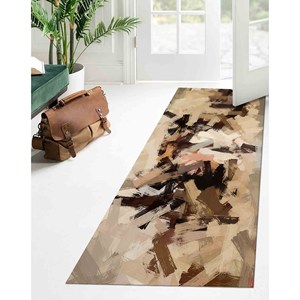 Alfombras con Estampado de Pintura Abstracta en Tonos Marrones, Alfombra Impresa, Alfombra Delgada No Tejida - Product Image 4