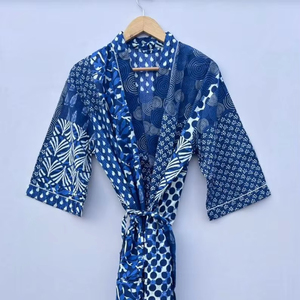 Kimono de plage indien en coton Robe longue/courte de maternité Peignoir et robe de chambre Vêtements de plage décontractés et robe de douche - Product Image 1