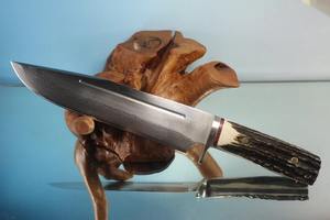 Cuchillo de caza de acero D2 hecho a mano personalizado con mango de madera, cuchillo Bowie de alto pulido con Funda de cuero. - Product Image 2