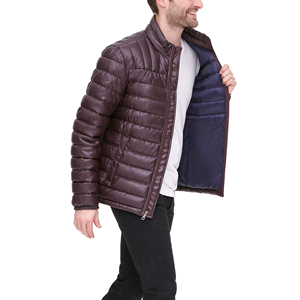 Veste matelassée en duvet de haute qualité avec logo personnalisé OEM, tendance masculine, capuche, veste d'hiver pour homme avec tissu en toile, veste matelassée - Product Image 2