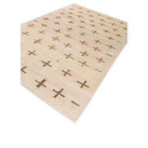 พรมปูพื้นลายเรขาคณิต Nomadic Threads รุ่น Adhm-07 สีงาช้าง ทำจากปอกระเจาและป่าน รูปทรงสี่เหลี่ยมผืนผ้า เหมาะสำหรับห้องโถง ห้องนอน ห้องนั่งเล่น ใช้ตกแต่งบ้าน - Product Image 2