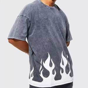 T-shirt surdimensionné 100% coton personnalisé pour hommes motif solide imprimé Logo Premium Plus Size Long 220 Grammes Poids du tissu - Product Image 1