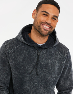 Street Fashion Solid Color Pullover Outwear <b>Winter</b> Drawstring <b>Coat</b> Sweatshirt New Arrival Men's 100% Cotton Acid Wash Hoodie - Product Image 4