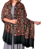 Châles en cachemire de laine tricotée pakistanaise pour femmes, couleur noire unie, velours pashmina, longs, respirants, bordure imprimée, sublimés