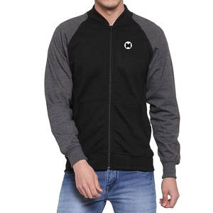 Chaqueta de lana con cremallera de lona impermeable para hombre, manga larga en negro y gris oscuro, cuello levantado, estilo para exteriores - Product Image 1