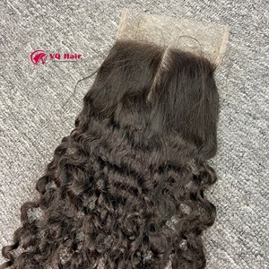 Dentelle transparente HD fermeture vierge birmane cheveux humains bouclés 4x4 5x5 6x6 7x7 cheveux vietnamiens bruts - Product Image 1