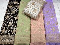 Broderie Georgette à la demande avec tissu de travail Zari et séquence pour la fabrication de costumes du fournisseur indien