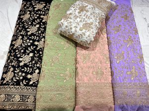 ผ้าทอจอร์เจียผสม zari และผ้าทำงานสำหรับทำสูทจากผู้จำหน่ายชาวอินเดีย - Product Image 2