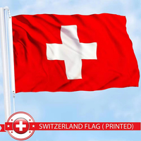 Drapeau Suisse 3x5 pieds en polyester durable, rouge avec croix blanche, pour événements sportifs et promotionnels en extérieur, avec mât en aluminium, style à suspendre