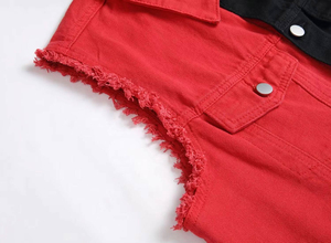 OEM Servicio Chalecos Transpirable Moda Personalizada Venta caliente Bordado Negro Sin mangas Tallas grandes Estampado Chaleco de mezclilla Chaqueta Hombres - Product Image 5